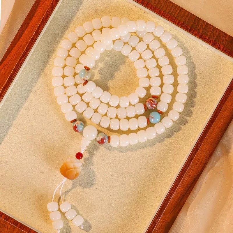 Bracelet Beaded Men - White Bodhi Root 108 Beads Original