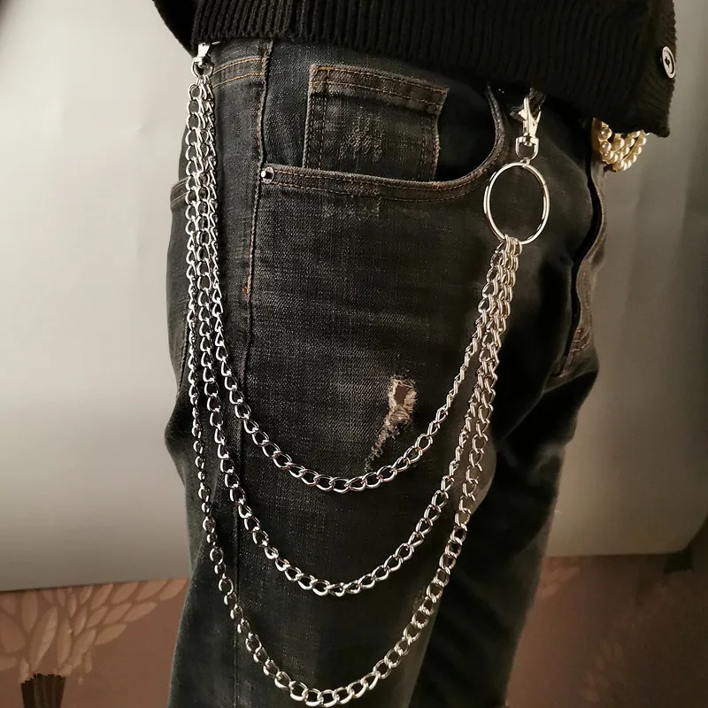 Men'S Accessories Wallet - Layer Metal Belt Chain Punk Hook