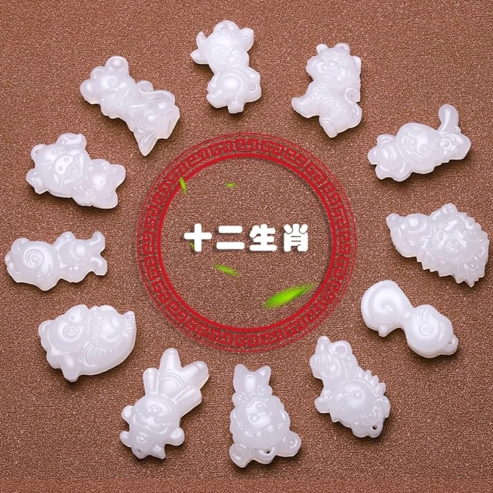 Men Accessories For Hand - Natural Afghan White Jade Chinese Zodiac