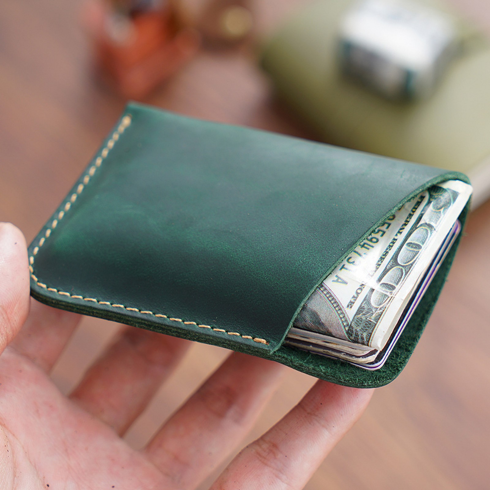 Card Case Minimalist - Vintage Leather Credit Card Holder Slim