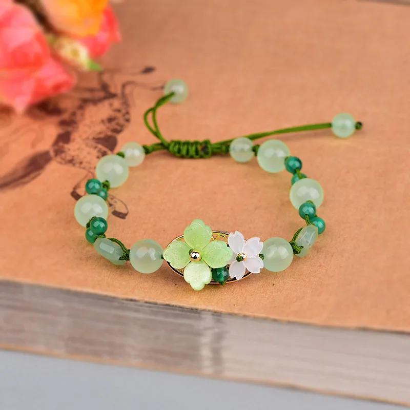 Green Jade Flower Bracelet Amu - Bracelet Beaded Men ulasan dan harga