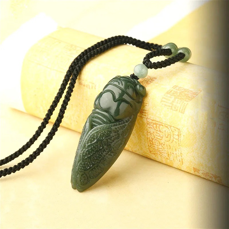 Natural Hetian Jade Cicada Pen - Men Accessories For Hand ulasan dan harga