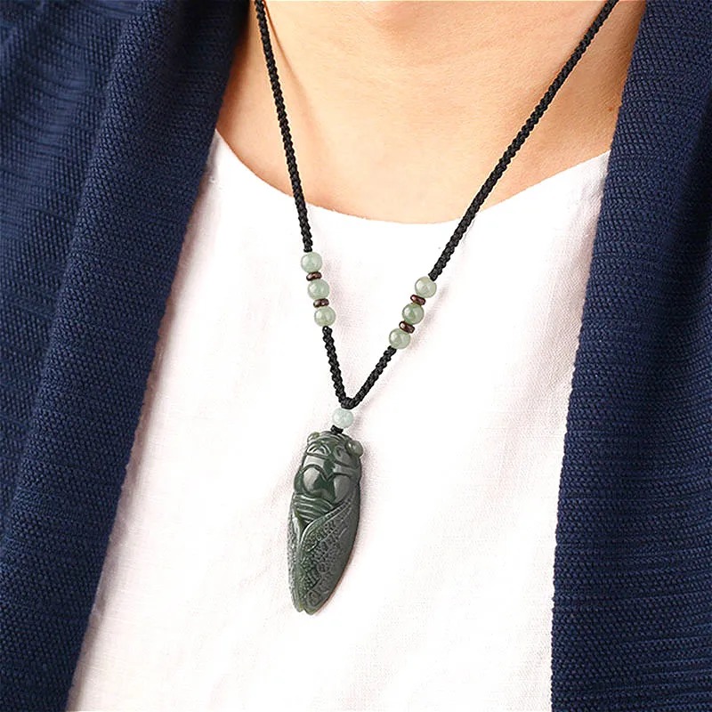 Natural Hetian Jade Cicada Pen - Men Accessories For Hand ulasan dan harga