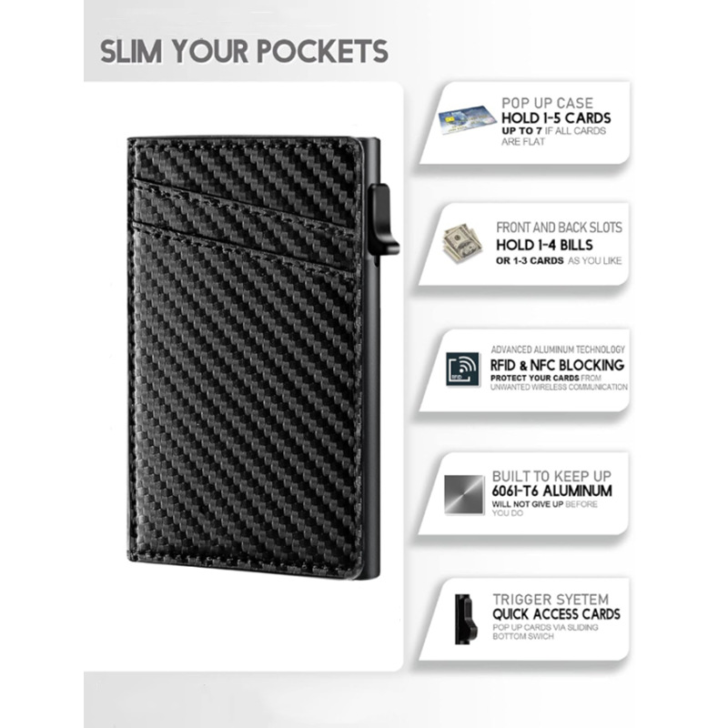 Pop up Slim Wallet for Men RFI - Card Case Minimalist ulasan dan harga