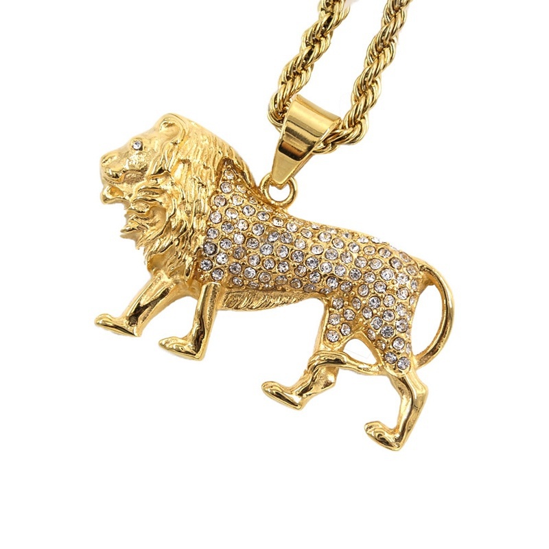 Hip-Hop Crystal Inlaid Lion Pe - Men Accessories Singapore ulasan dan harga