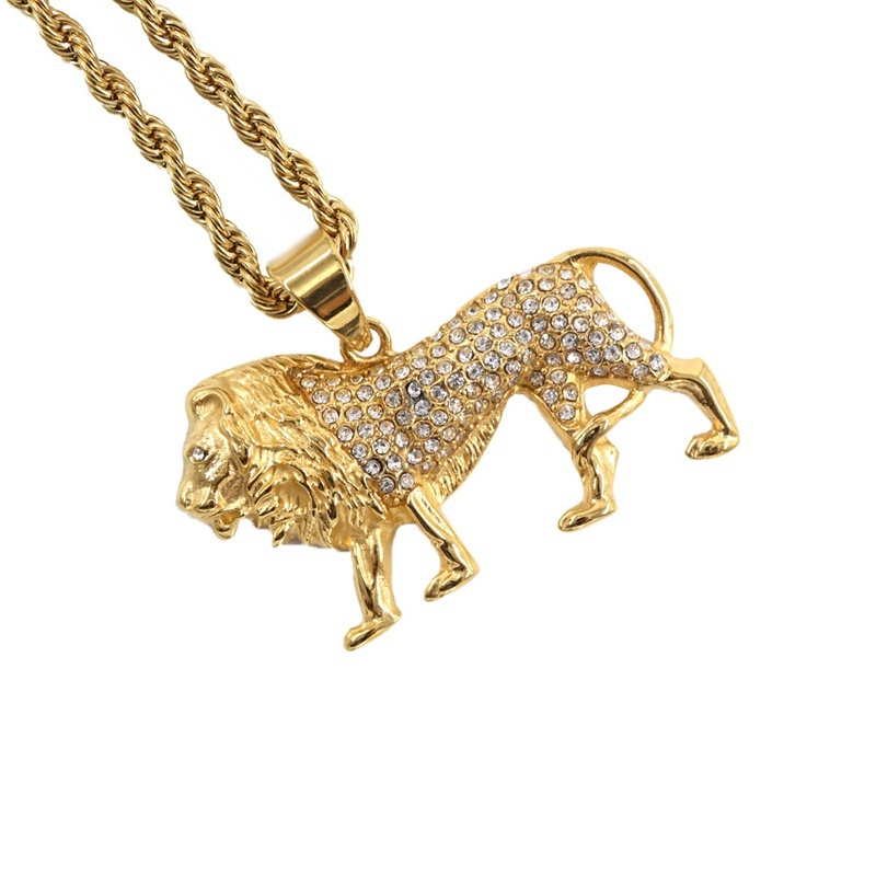Hip-Hop Crystal Inlaid Lion Pe - Men Accessories Singapore ulasan dan harga