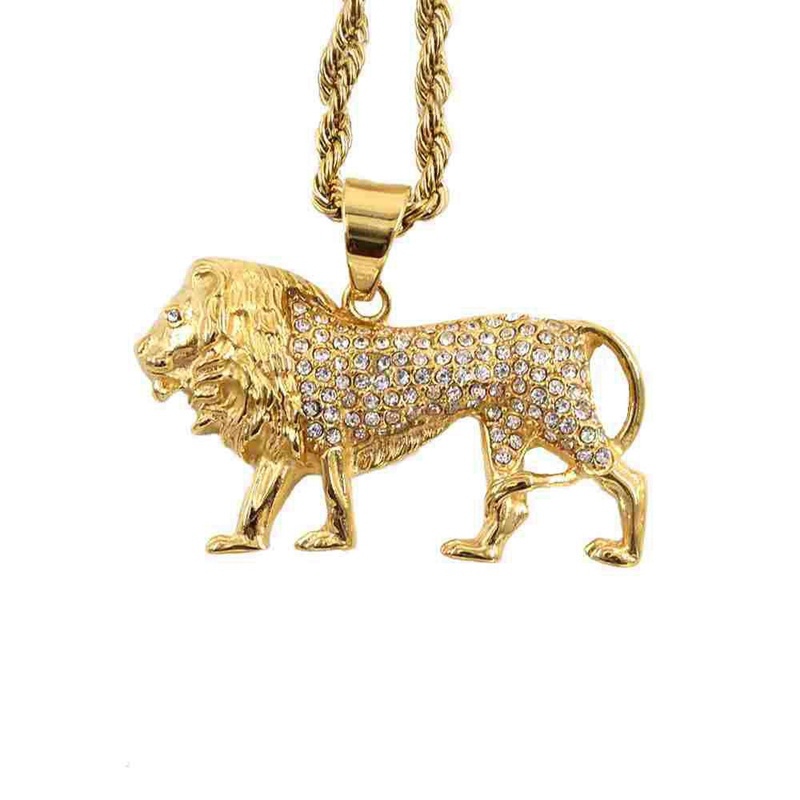 Hip-Hop Crystal Inlaid Lion Pe - Men Accessories Singapore ulasan dan harga