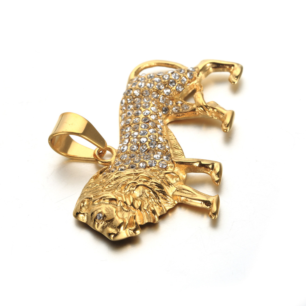 Hip-Hop Crystal Inlaid Lion Pe - Men Accessories Singapore ulasan dan harga
