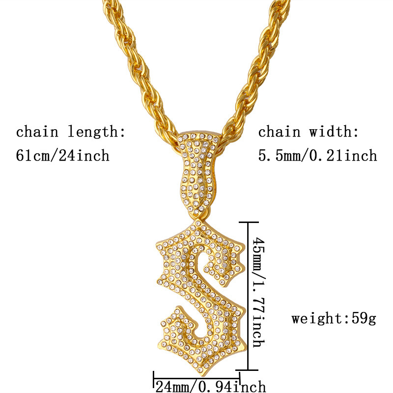 New Letter S Hip Hop Necklace  - Men Accessories Singapore ulasan dan harga