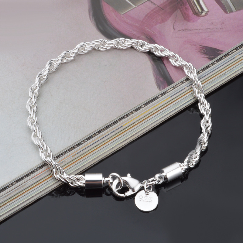 4MM Silver Plated Twisted Rope - Men Accessories Singapore ulasan dan harga