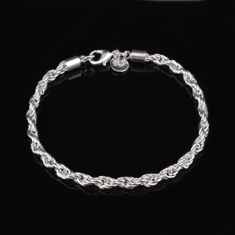 4MM Silver Plated Twisted Rope - Men Accessories Singapore ulasan dan harga