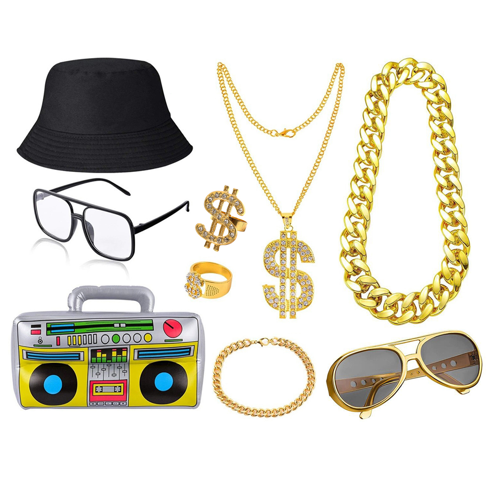 80s 90s Hip Hop Costume Kit fo - Men Accessories Wrist ulasan dan harga