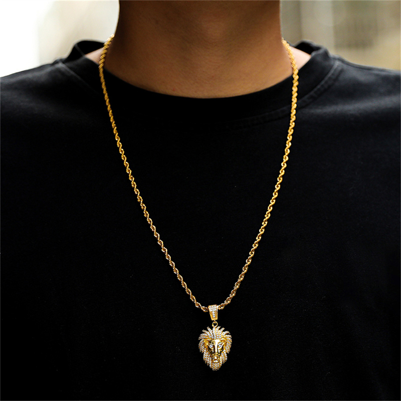 Personality Lion Rhinestone Pe - Men Accessories Singapore ulasan dan harga