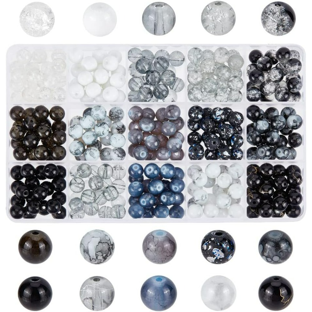 300pcs 8mm Black Glass Beads 1 - Bracelet Beaded Men ulasan dan harga