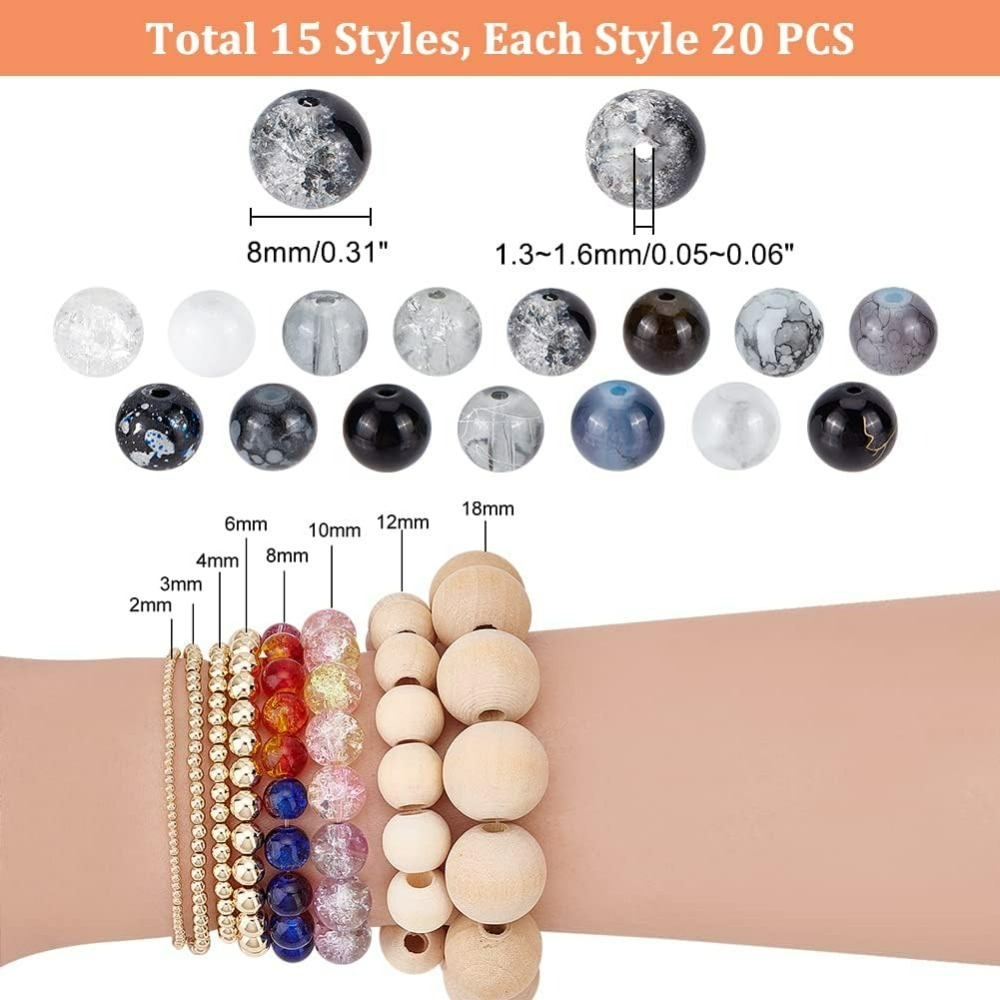 300pcs 8mm Black Glass Beads 1 - Bracelet Beaded Men ulasan dan harga