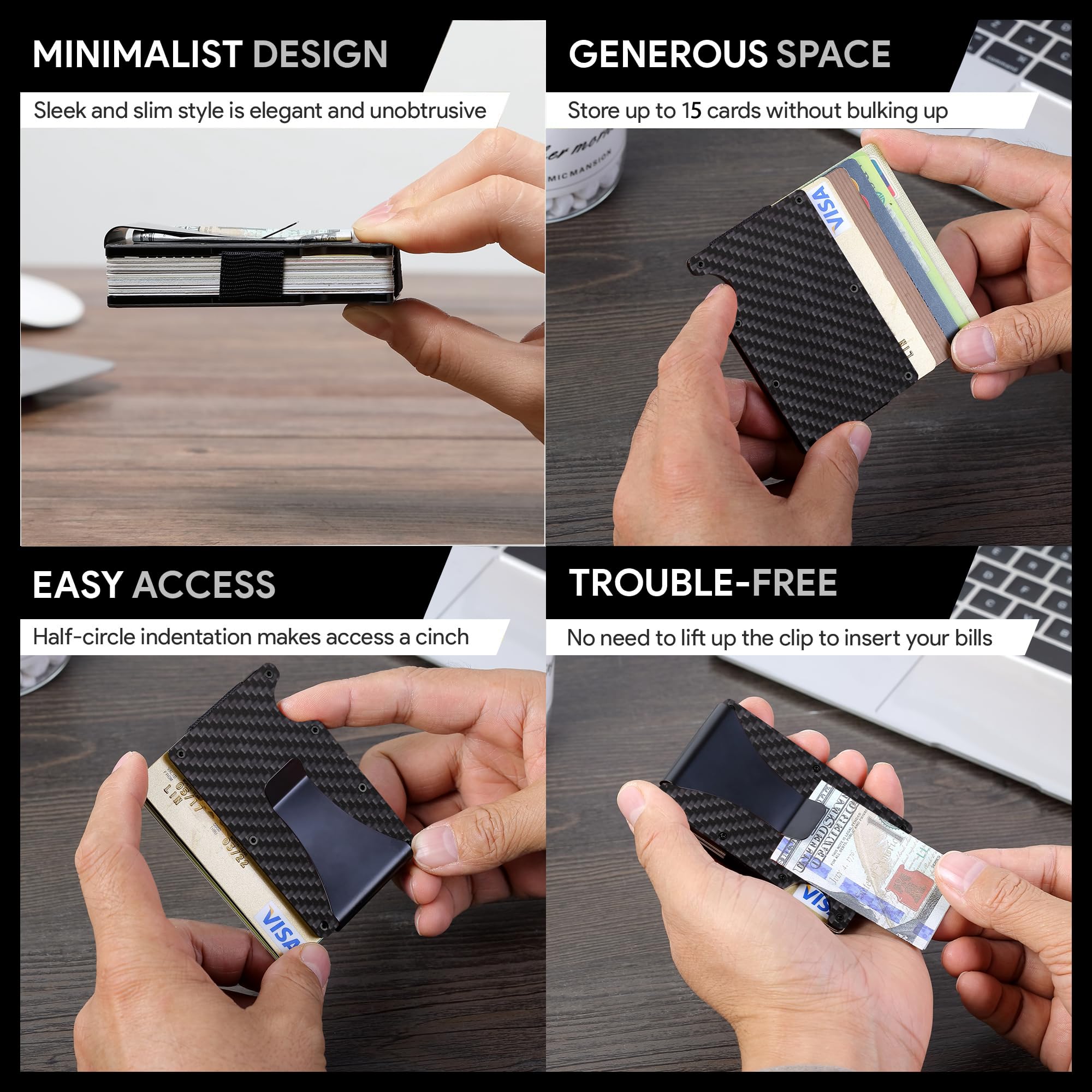 Carbon Fiber Wallet, Metal Mon - Card Case Minimalist ulasan dan harga
