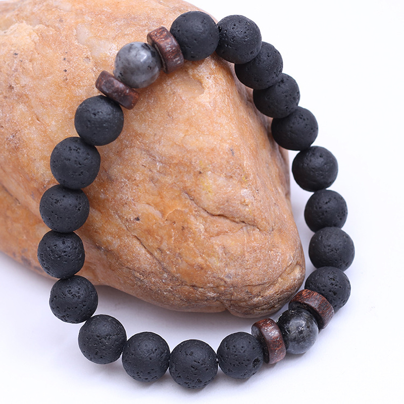 Handmade Elastic 8mm Volcanic  - Bracelet Beaded Men ulasan dan harga